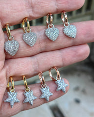 أقراط من الفضة الإسترلينية على شكل قلب أو نجمة من الزركونيا المكعبة، أقراط دائرية صغيرة متدلية