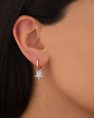 أقراط من الفضة الإسترلينية على شكل قلب أو نجمة من الزركونيا المكعبة، أقراط دائرية صغيرة متدلية