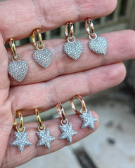 Sterling Silver Heart Earrings With Dangle Zircon Stone