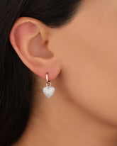 Sterling Silver Heart Earrings With Dangle Zircon Stone