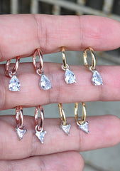 Triangle Dangle Zircon Stone Silver Earrings