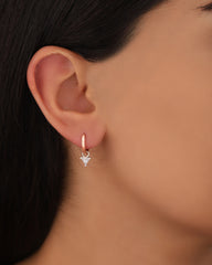 Triangle Dangle Zircon Stone Silver Earrings