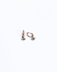 أقراط متدلية من الفضة على شكل عين من حجر الزركون الملون