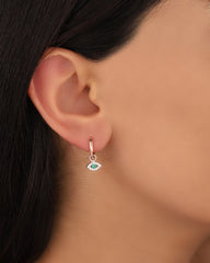 أقراط متدلية من الفضة على شكل عين من حجر الزركون الملون