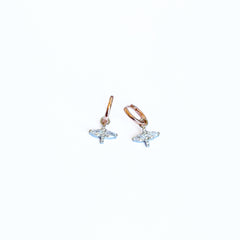 Sterling Silver Dragonfly Earrings with White Zircon Stone