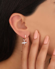 Sterling Silver Dragonfly Earrings with White Zircon Stone