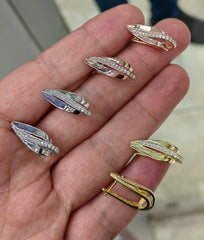 أقراط دائرية من الفضة الإسترلينية على شكل أوراق نباتية | أقراط فضية على شكل سعف سرخس