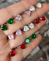 أقراط على شكل قلب صغير، أقراط فضية عيار 925 وردية اللون على شكل قلب صغير