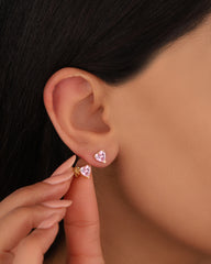 أقراط على شكل قلب صغير، أقراط فضية عيار 925 وردية اللون على شكل قلب صغير