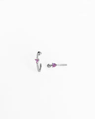 أقراط من الفضة الإسترلينية على شكل قلب نصف حلقة مع أحجار وردية