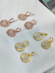 Hexagon Earring Hoops, Polygon Hoop Earring