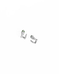 Colorful Stone Eye Gold Snake Hoop Earrings, Hoop Earrings with Zircon and Emerald