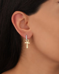 Ankh Earrings, Adinkra Symbols, Silver Ankh Pendant, Ankh Earrings, Key of Nile