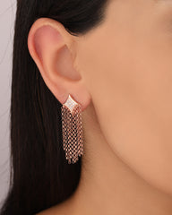 Chain Stud Hinged Earrings, Gold Chain Dangle Drop Stud Earrings