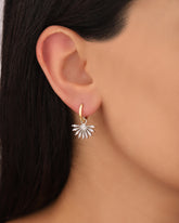 أقراط شمس فضية مزدوجة اللون، أقراط ذهبية بسيطة على شكل شمس