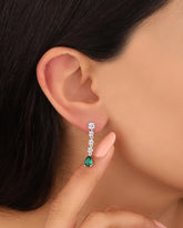 Colorful Drop Stone Dangle Silver Earrings, Natural Multi Stones