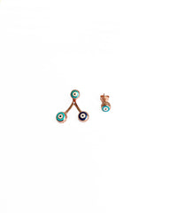 Colorful Enamel Evil Eye Beads Silver Earrings