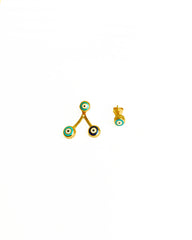 Colorful Enamel Evil Eye Beads Silver Earrings