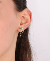 Colorful 3 Stone Silver Chain Earrings