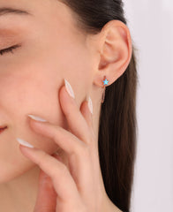 Turquoise Stone Star Silver Cartilage Earring