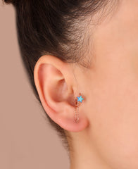 Turquoise Stone Star Silver Cartilage Earring