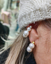 Unique Freshwater Pearl Earrings 925 Sterling Silver Dainty Pearl Earrings for Women Minimal Pearl Hoop Dangle Ear Drop for Her