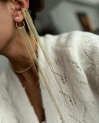 سلسلة طويلة من الفضة عيار 925 مع غضروف للأذن