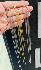 Sterling Silver Chandelier Long Chain Earrings