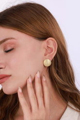 أقراط فضة مرصعة بدون حجر، فضة عيار 925 مرصعة بأزرار