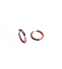 Colorful Baguette Stone Silver Hoop Earrings