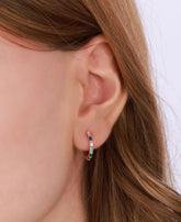 Colorful Baguette Stone Silver Hoop Earrings