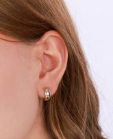 قرط حلقي سميك مطلي بالذهب والفضة السادة