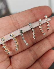 أقراط فضية بتصميم مخصص بخمسة أحجار