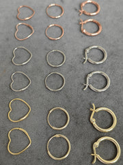 Fine Wire Heart Pattern Silver Earrings