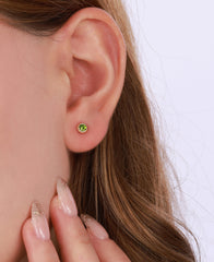 Emerald Single Stone Silver Earring