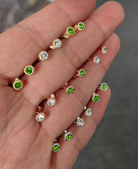 قرط فضي بحجر زركون أبيض واحد