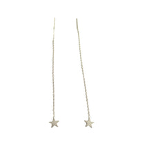 أقراط فضية بدون حجر على شكل نجمة طويلة