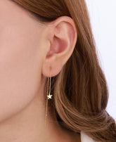 أقراط فضية بدون حجر على شكل نجمة طويلة