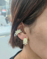 أقراط دائرية أنيقة من اللؤلؤ الفضي السميك • أقراط دائرية من اللؤلؤ