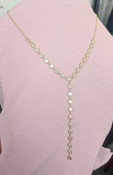 Y-Shaped Square Stone Necklace Rose Gold, Minimalist Charm, Geometric Gemstone Pendant