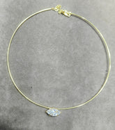 Silver Solitaire Choker Necklace – Dainty Modern Cuff Jewelry