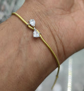 Two Stone Silver Bracelet – Handmade 925 Sterling Silver Gemstone Cuff, Women's Boho Bracelet