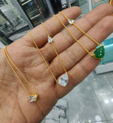 White Zircon Teardrop Pendant Necklace – 925 Sterling Silver | Dainty & Minimalist