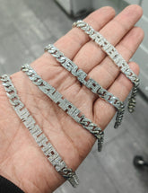 Custom Name Men's Sterling Silver Bracelet Cuban Link Chain– Personalized Engraved Cuff, Boyfriend Gift, Father's Day