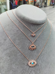 قلادة رموش من حجر الأكوامارين الفضي