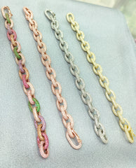 Luxury Cuban Link Chain Bracelet with White Zircon Stone