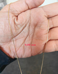 قلادة سلسلة صندوقية، من 16 إلى 26 بوصة، سمكها من 0.80 مم إلى 1.90 مم، سلسلة من الذهب الحقيقي