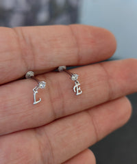 Dangle Letter 14K Gold Tragus Piercing
