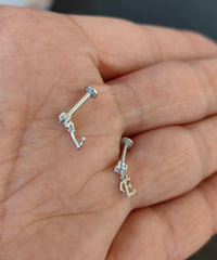 Dangle Letter 14K Gold Tragus Piercing