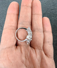 6 Row Silver Ring with Swarovski Stone